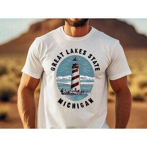 Great Lakes State T-Shirt, Michigan Lighthouse Graphic